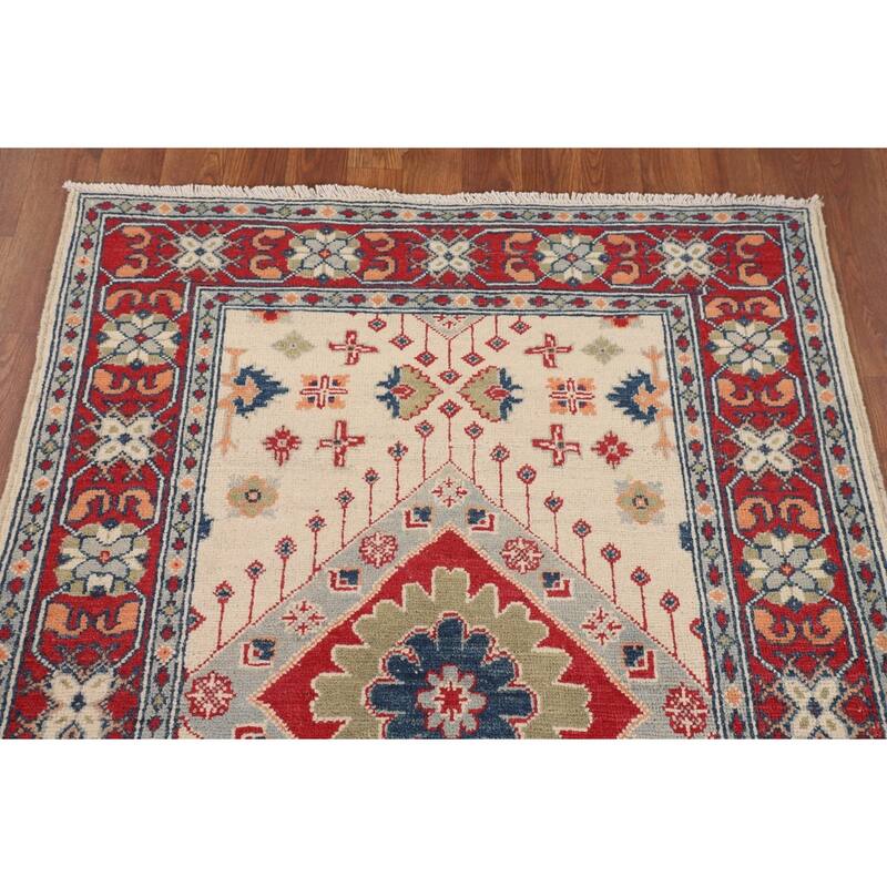 Kazak Accent Rug Handmade Wool Carpet - 3'4" x 4'10"