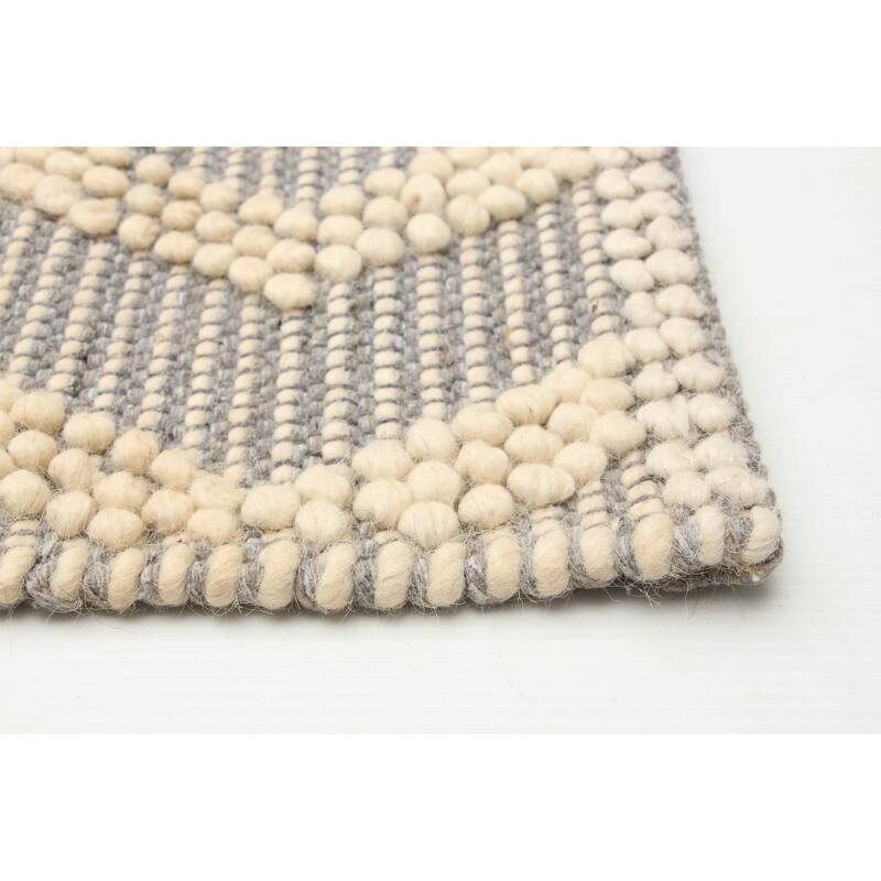 ECARPETGALLERY Braid weave Sienna Grey Wool Rug - 6'1 x 9'2