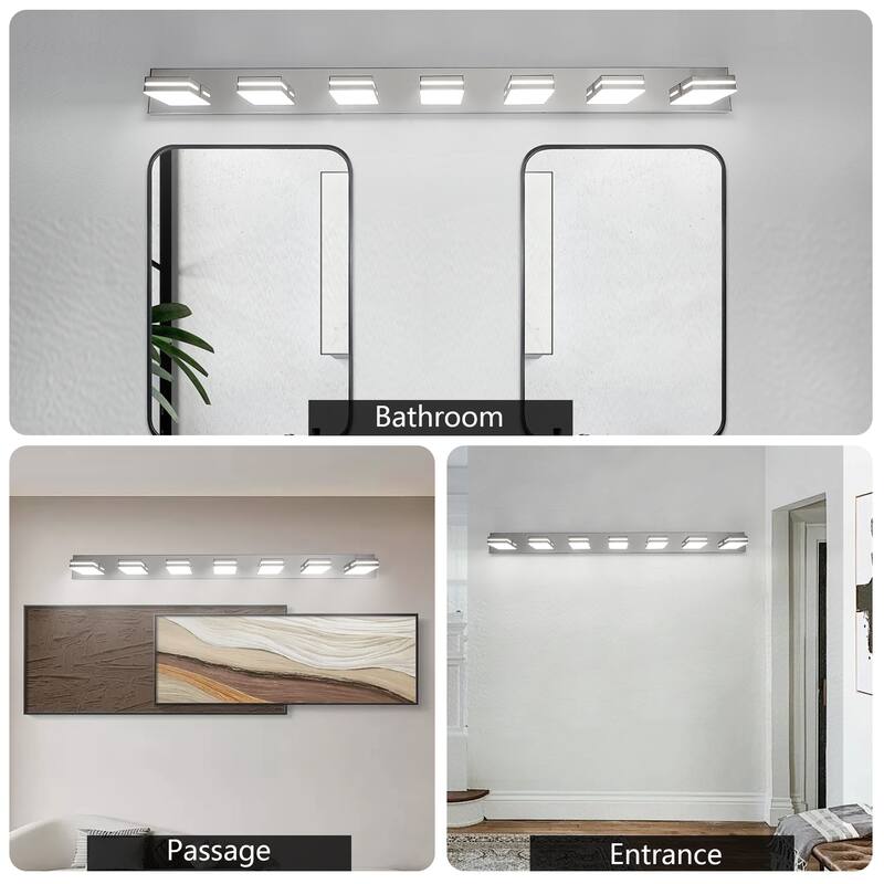 7-Light Chrome LED Vanity - Modern - Bathroom Mirror