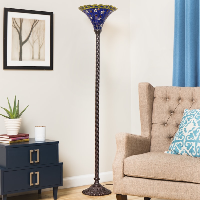 Tiffany-style Blue Star Torchiere