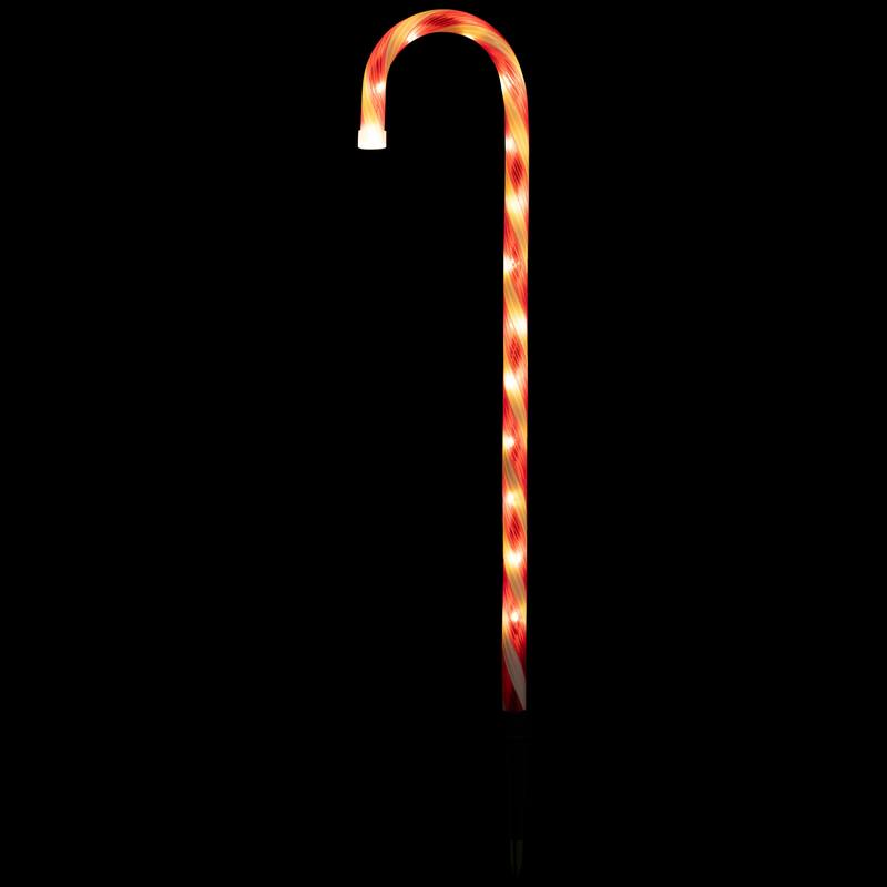 LED Lighted 8-Speed Candy Cane Christmas Pathway Markers - White - 18.25' Clear Wire - 8ct - Red