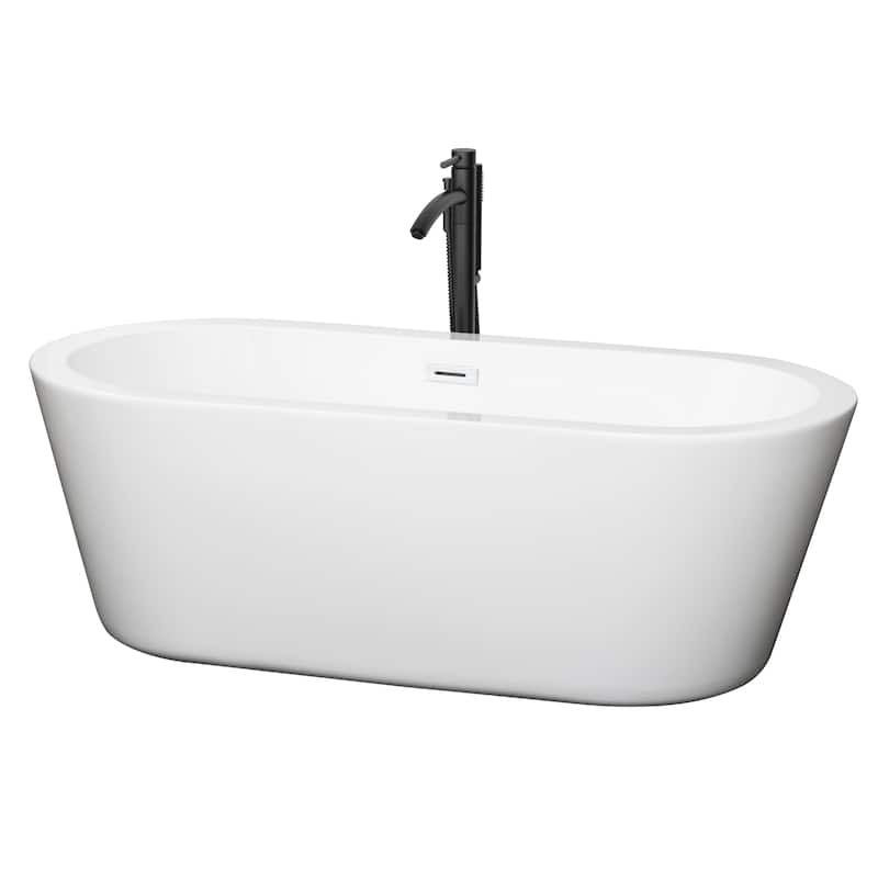 Wyndham Collection Mermaid 67-inch White Freestanding Soaking Bathtub