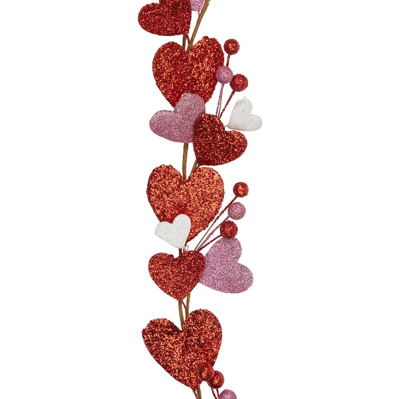 6' Red and Pink Hearts Valentine's Day Garland, Unlit
