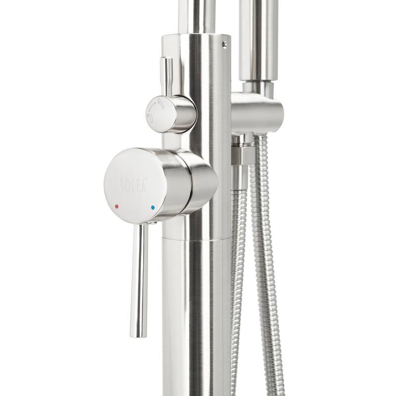SAFAVIEH Avie Single Handle Above Ground Floor Mount Nickel Shower System - 43 In. W x 9 In. D x 6 In. H - 43Wx9Dx6H - Chrome