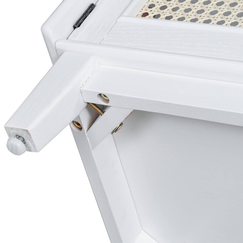 Roomfitters Entryway Storage Bench, Boho Rattan Cabinet, Hallway Organizer Seat with Cushion