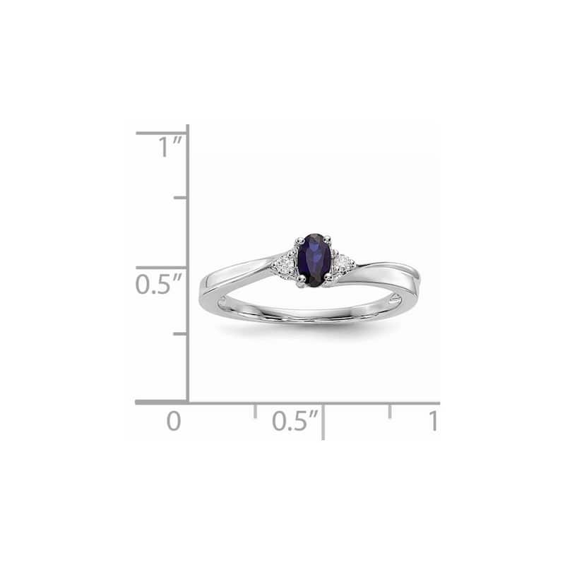 Curata 925 Sterling Silver Rhodium Plated Created Blue Sapphire Ring