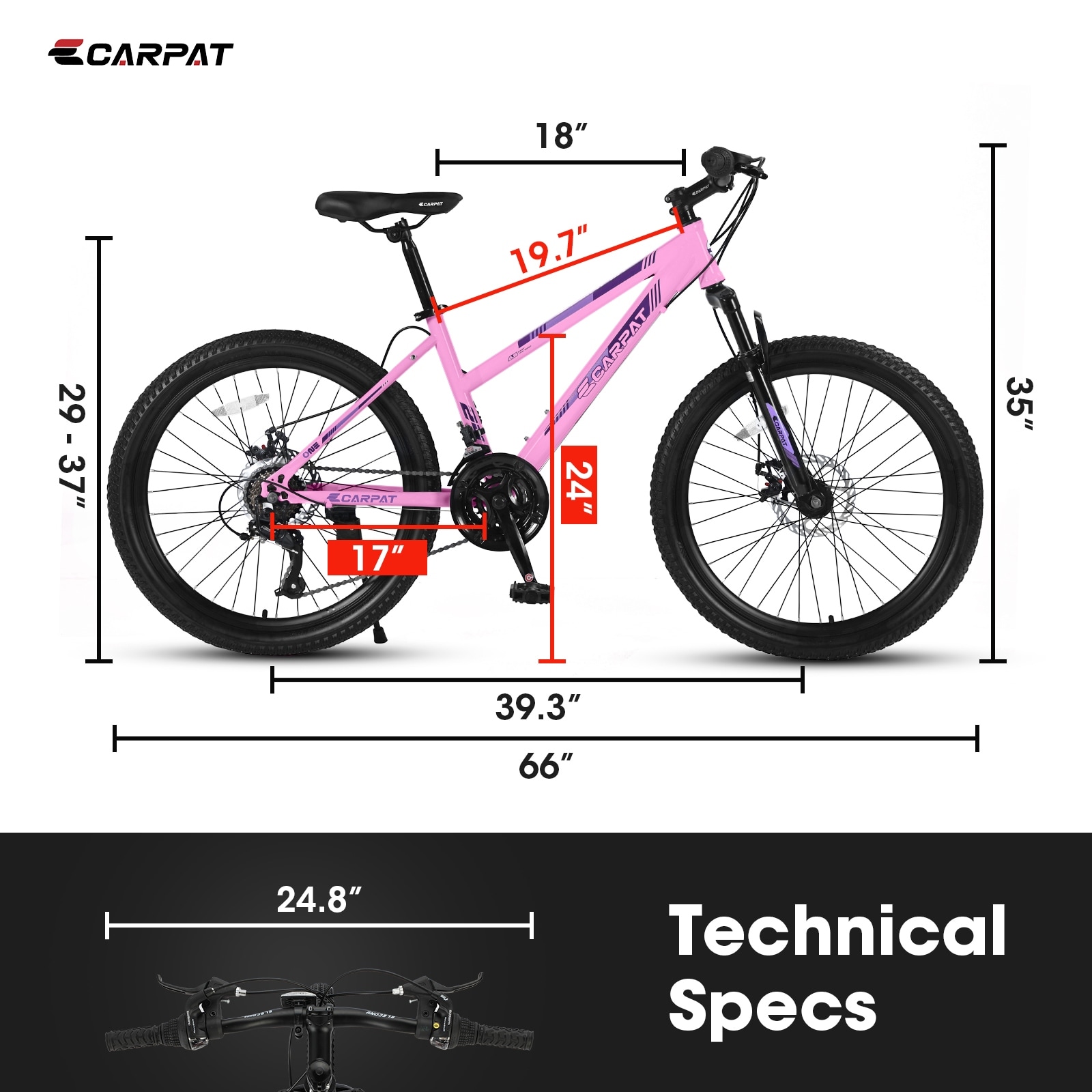 24 inch Mountain Bike for Teenagers Girls Women Shimano 21 Speeds with Dual Disc Brakes and 100mm Front Suspension White Pink Bed Bath Beyond 40930566