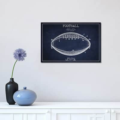 iCanvas "Football Navy Blue Patent Blueprint" by Aged Pixel Canvas Print