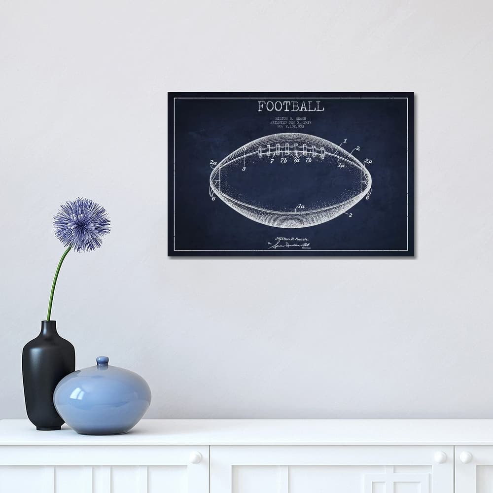 iCanvas "Football Navy Blue Patent Blueprint" by Aged Pixel Canvas Print