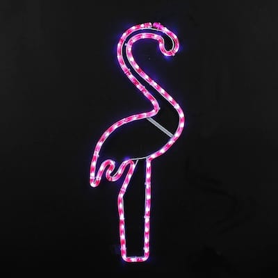 Novelty Lights LED Flamingo Rope Light Motif Sculpture, Tropical Decoration