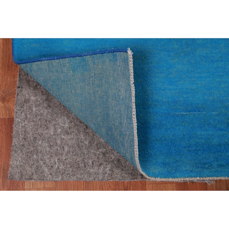 Hand Knotted Oriental 100% Wool Carpet Modern Solid Navy Blue & Blues Gabbeh Area Rug - 13' 9'' X 10' 1''