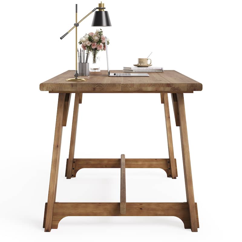 Farmhouse Solid Wood Office Desk, 63" Executive Computer Desk