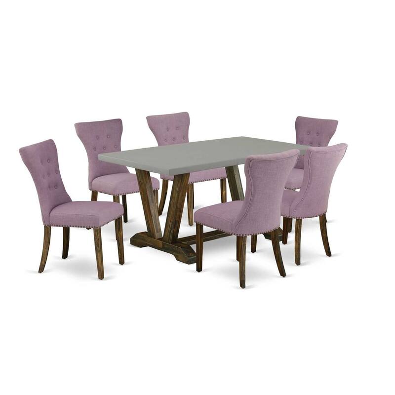 Modern Dining Table Set - 7 Piece - Rectangular Table with 6 Parsons Chairs - Hardwood Frame - Elegant Design