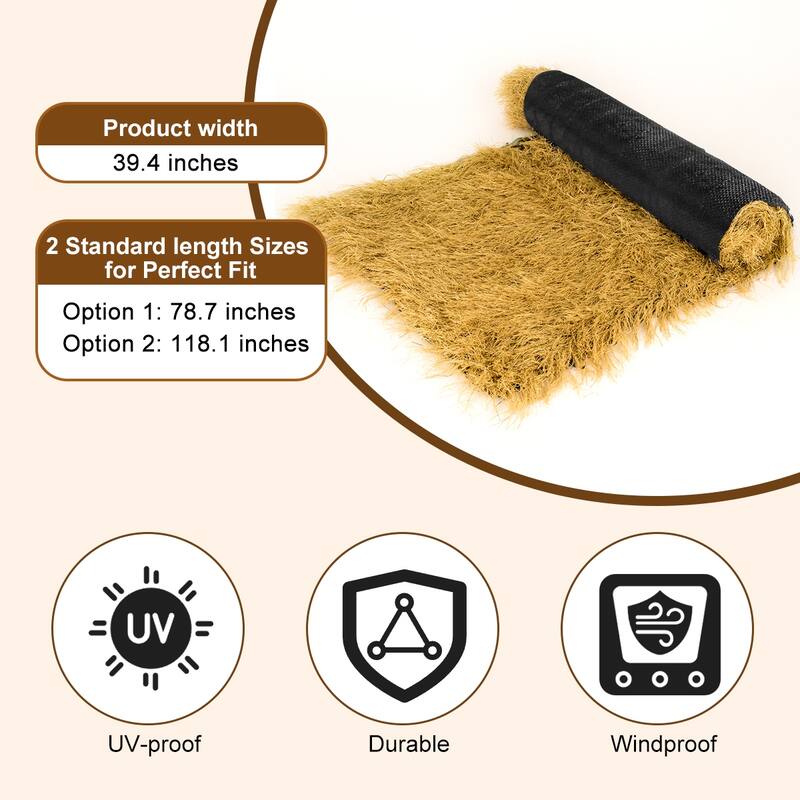 Agfabric Artificial Thatch Roof Roll,Fire-Resistant Synthetic Dry Grass