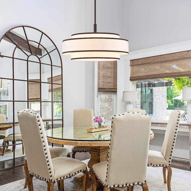 GetLedel 5-Light Double Shaded Dimmable Drum Chandelier