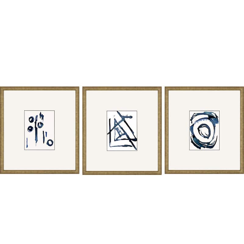 Mayhem I S/3 Framed Art Exclusive Giclee Under Glass - Blue - 18 X 16 X 1