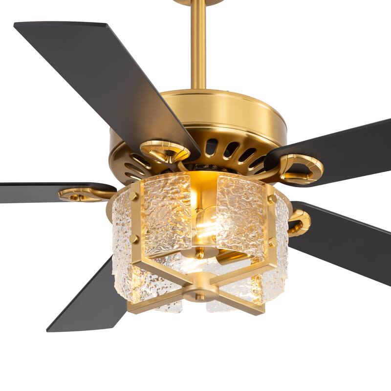 52" Reversible 5-Blade Caged Ceiling Fan with Light and Remote