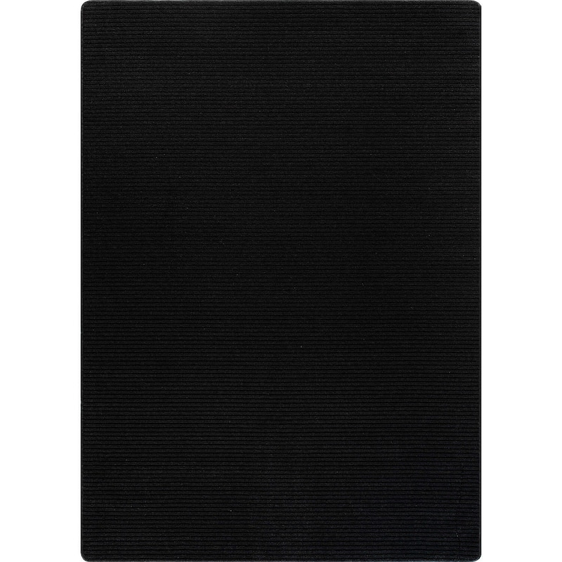 Beverly Rug Solid Color Non-Slip Rubber Back Washable Indoor Area Rug - 6X9 - Black