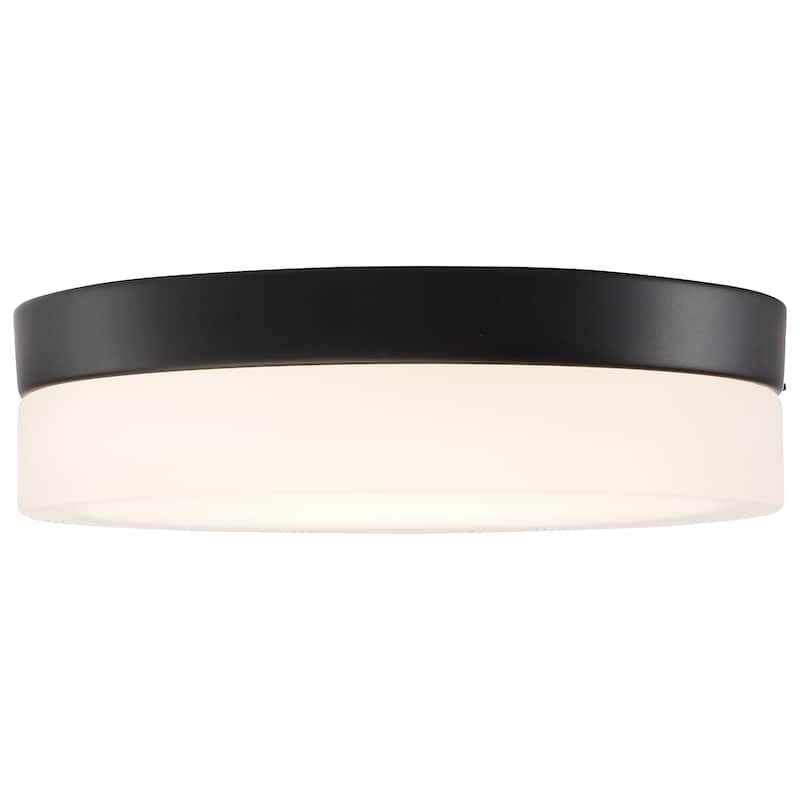Pi 9 Inch LED Flush Mount Black Finish Frosted Etched Glass CCT Selectable 120 Volts
