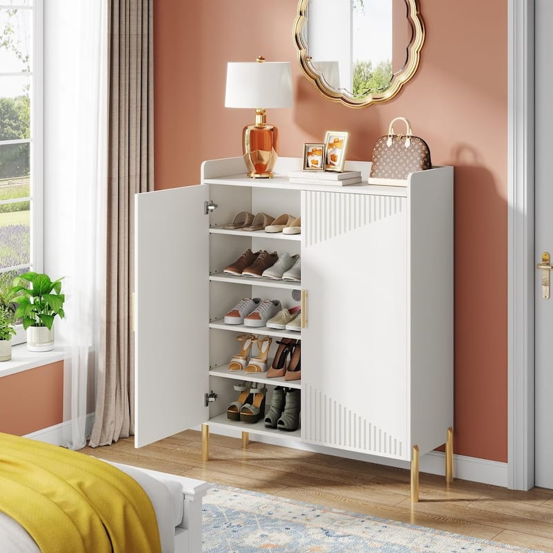 Large Shoe Cabinet, 30 Pairs Entryway Shoe Storage Cabinet with Doors, 6-Tier Shoes Rack