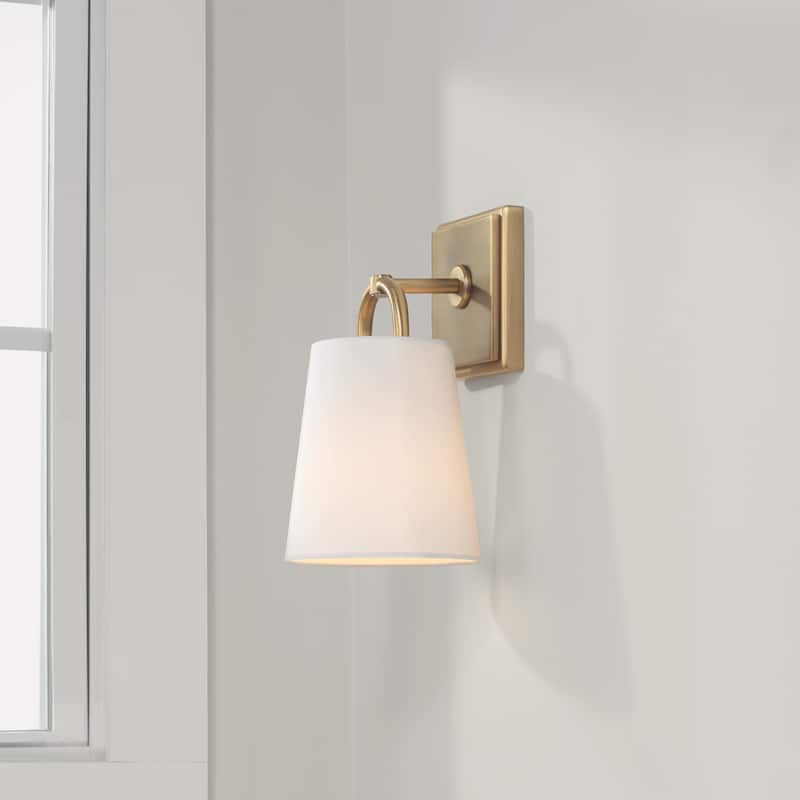 Brody 1-light Wall Sconce w/ White Fabric Shade