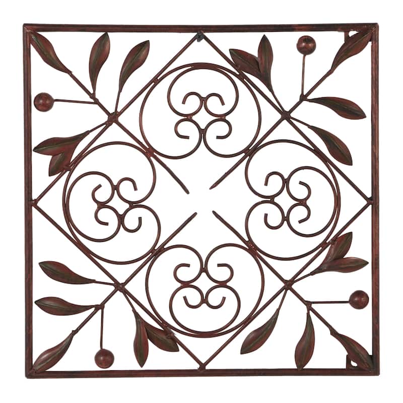Dark Brown Metal Scroll Home Wall Decor (Set of 4)