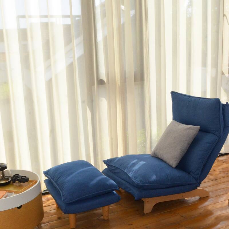 Ergonomic Foldable Reclining Chair, Lazy Sofa Chair with Ottoman for Living Room, Bedroom, and Balcony Leisure