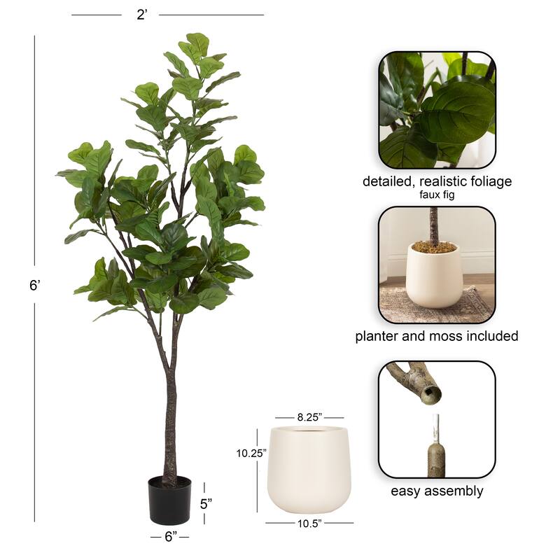 Kate and Laurel Fidmont Faux Fiddle Fig Tree
