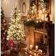 preview thumbnail 2 of 7, Pre-Lit LED 5ft Snow Flocked Artificial Christmas Tree with Red Berries and Metal Pot - 60" H x 25.5" W x 25.5" D