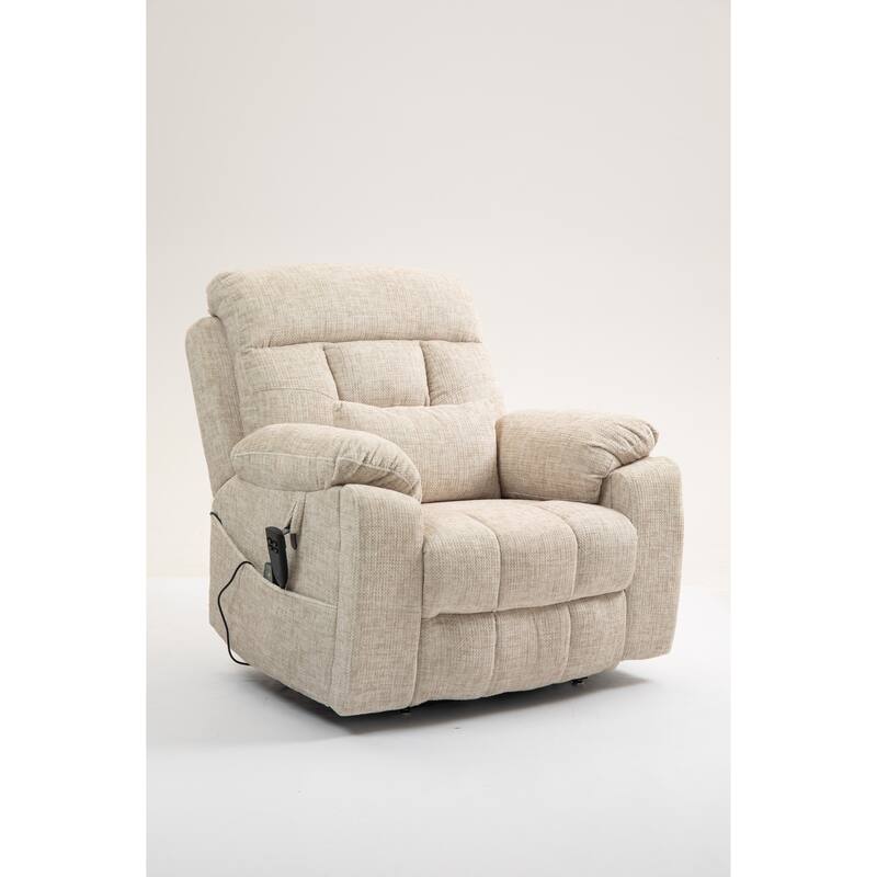 Velvet Oversized Power Lift Recliner Chair with Dual OKIN Motors, 180° Flat Lay, Massage, and 400 lbs Capacity
