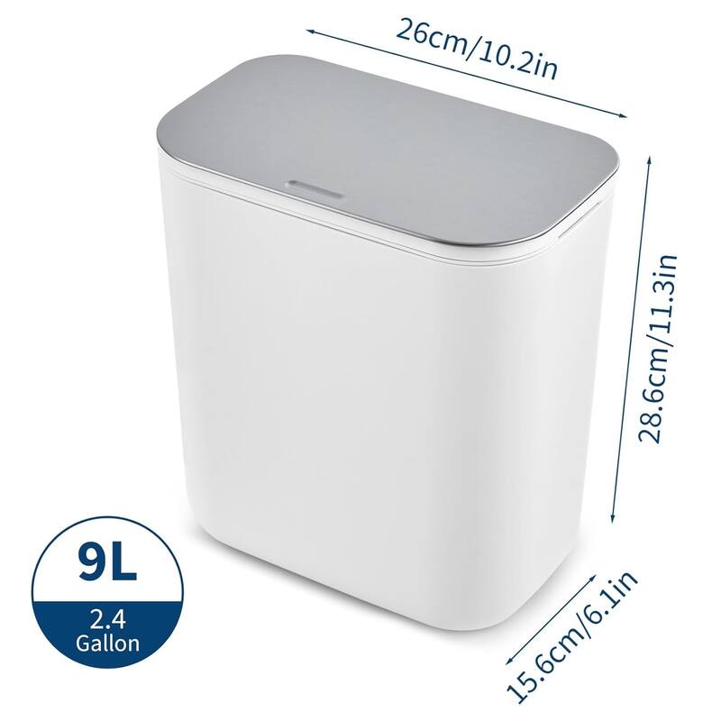 1.8 Gallon Hanging Trash Can with Stainless Steel Lid White