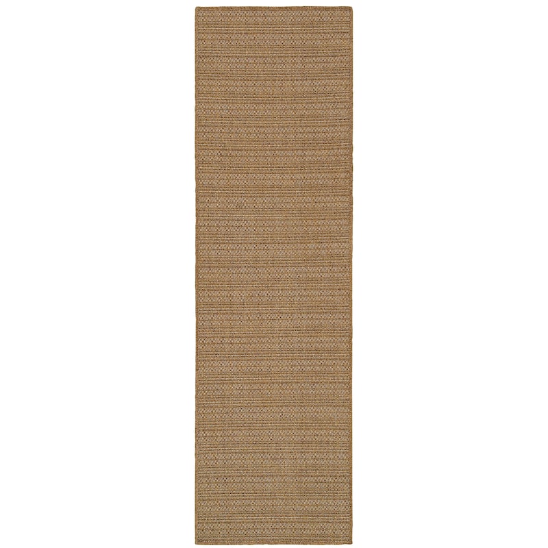 Style Haven Veranda Woven Tonal Striped Indoor-Outdoor Brown Area Rug - 2'3" x 7'6" Runner - Brown/Light Brown