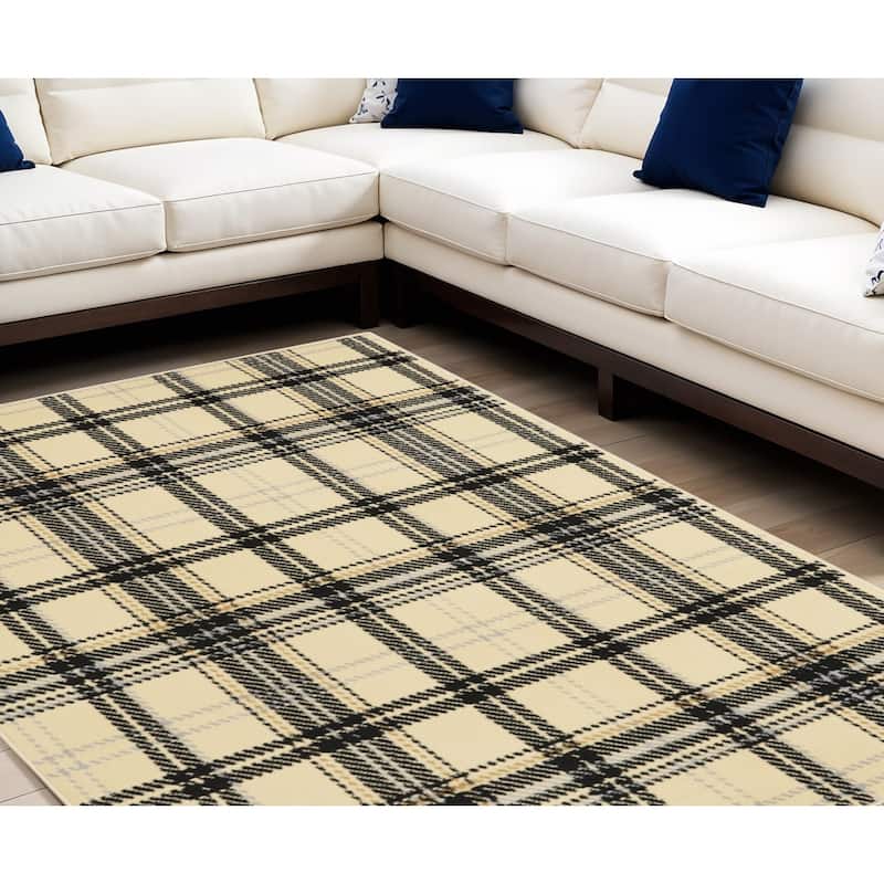 Lipe Power Loomed Traditional Area Rug By HomeRoots - 118' X '94' X '0.5 - 118' X '94' X '0.5 - Cream/Onyx - Rectangle