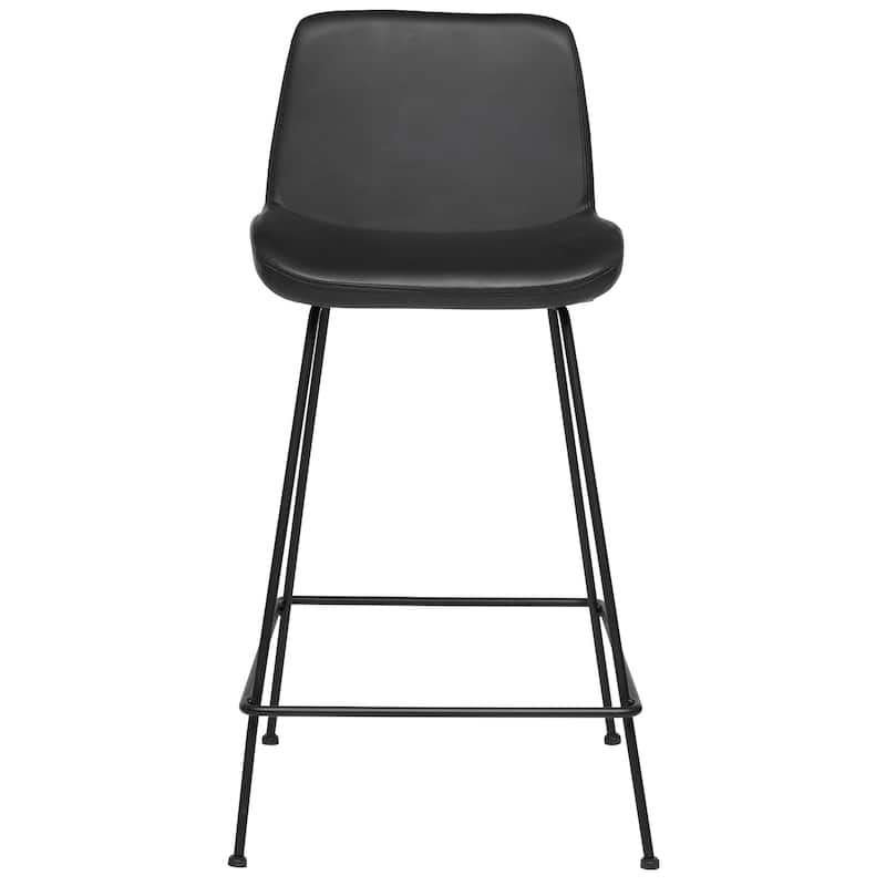 Capri Modern Leatherette Bar and Counter Stool - Black with Black Base - Bar Height