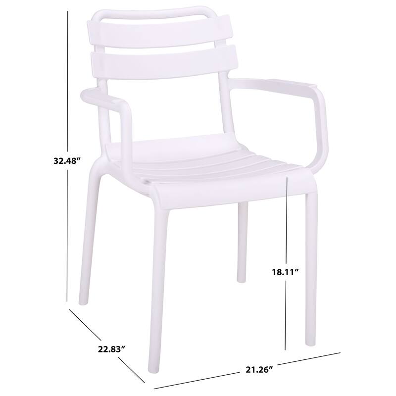 SAFAVIEH Outdoor Living Sarah Stacking Dining Armchair (Set of 2) - 21"W x 23"D x 32"H