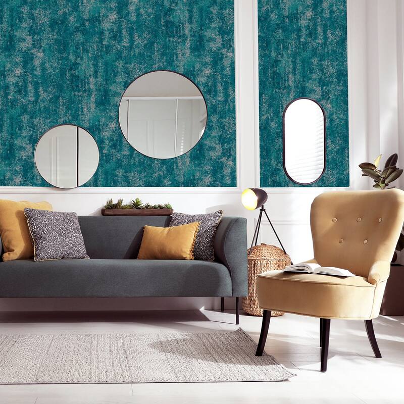 Arthouse Velour Teal Distressed Wallpaper