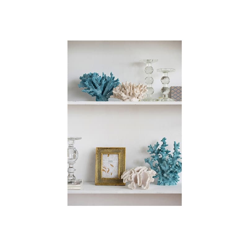 Nautical Style Coral Sculpture Decoration - 10.5" - Blue