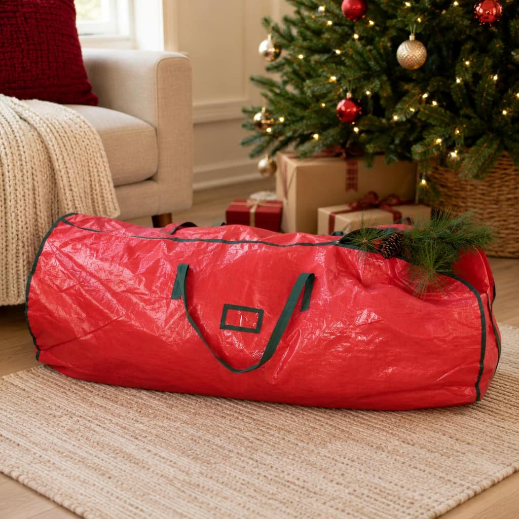 53" red and green storage bag for 7.5' artificial christmas trees