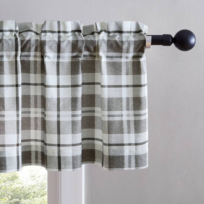 Eddie Bauer Fall Creek Plaid Grey Pole Top Window Valance - 86 x 15