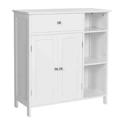 Bathroom Cabinet with Drawer, 3 Open Compartments, Adjustable Shelves