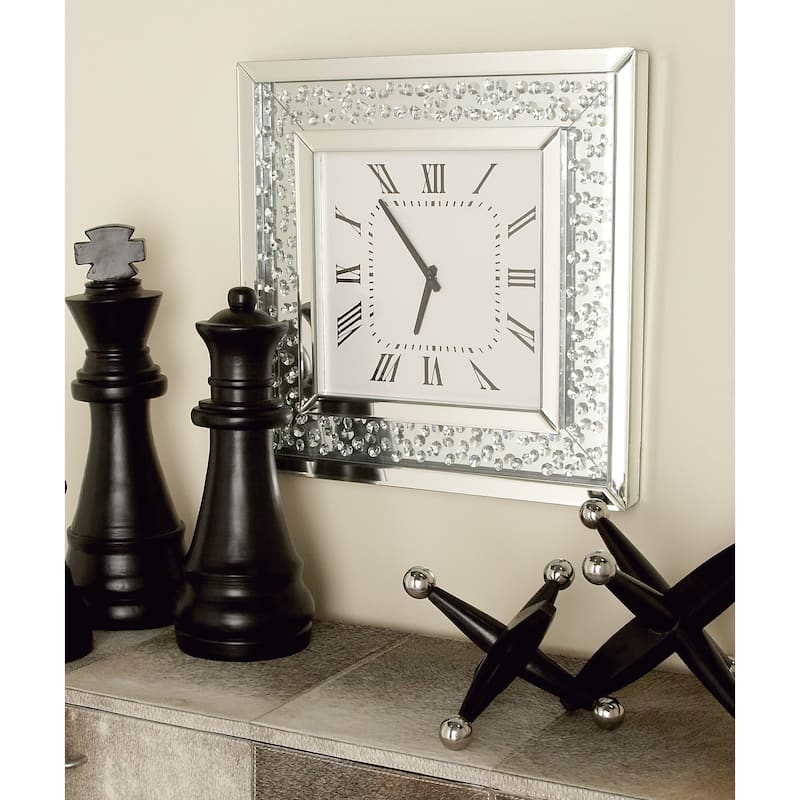 White MDF Glam Wall Clock No Theme 20 x 20 x 2
