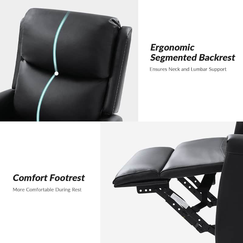Fiacro 30.31"Wide Modern Genuine Leather Wingback Swivel Rocker Recliner with Nailhead Trims