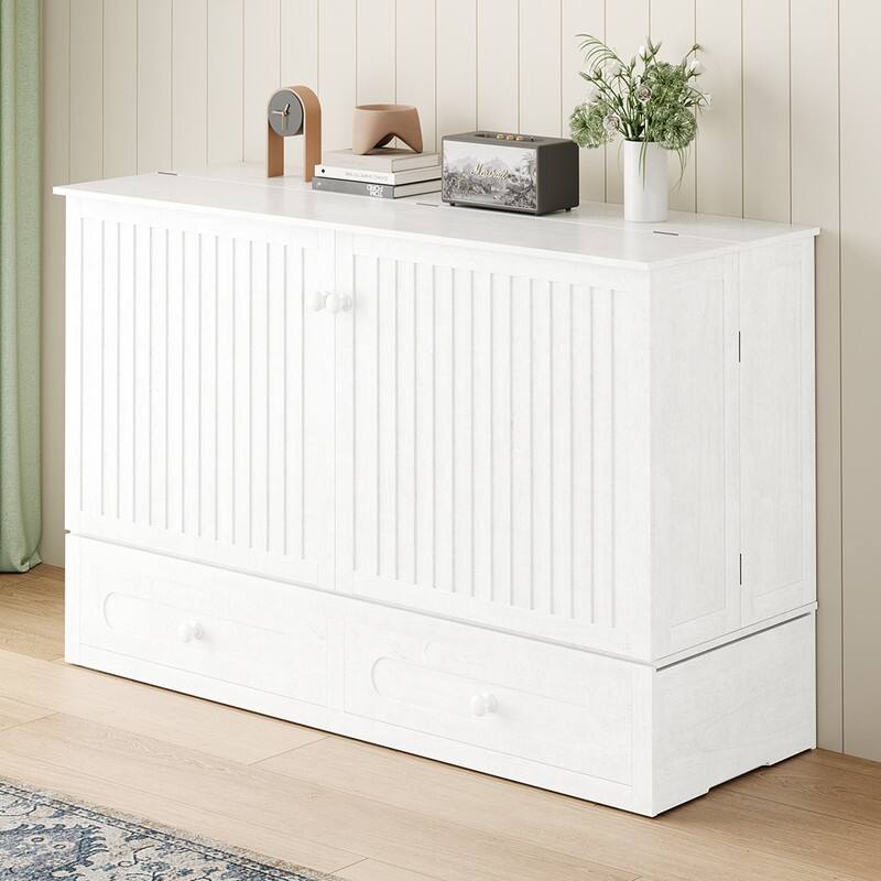 Mixoy Queen Murphy Bed Chest with Charging Station and Storage Drawer,No Mattress