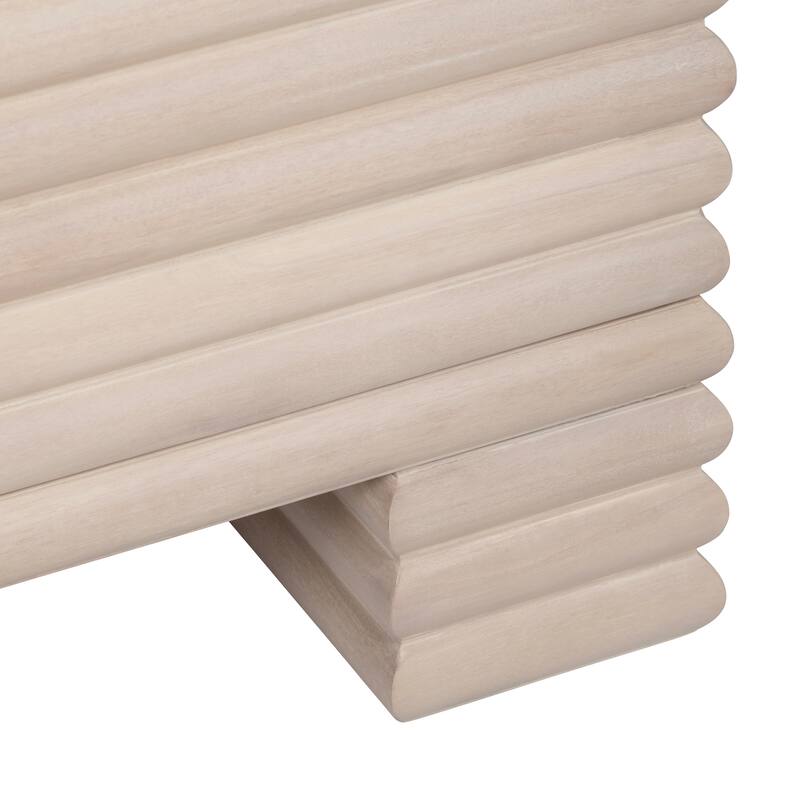 80.12 in. Cream Solid Wood 4 Door Media Credenza_Sideboard