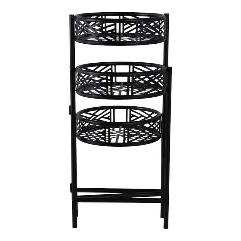 Iron Metal Lattice Design 3-Tier Plant Stand (Set of 3) - 22" Black - 10" x 10" x 22"