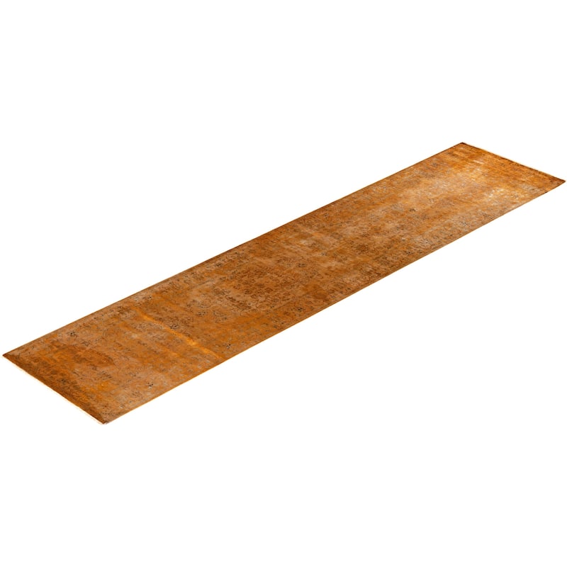 Fine Vibrance, One-of-a-Kind Hand-Knotted Runner Rug - Gold, 2' 8" x 11' 5" - 2' 8" x 11' 5"