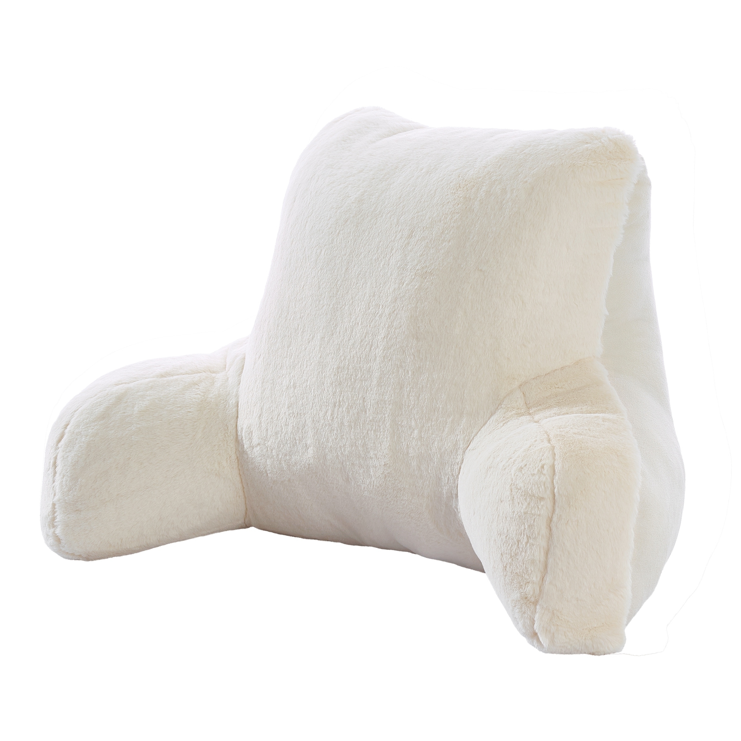 A Nice Night Faux Fur Reading Pillow Bed Wedge Large Adult Children  Backrest with Arms Back Support for Sitting Up in Bed/Couch for  Bedrest,Ivory