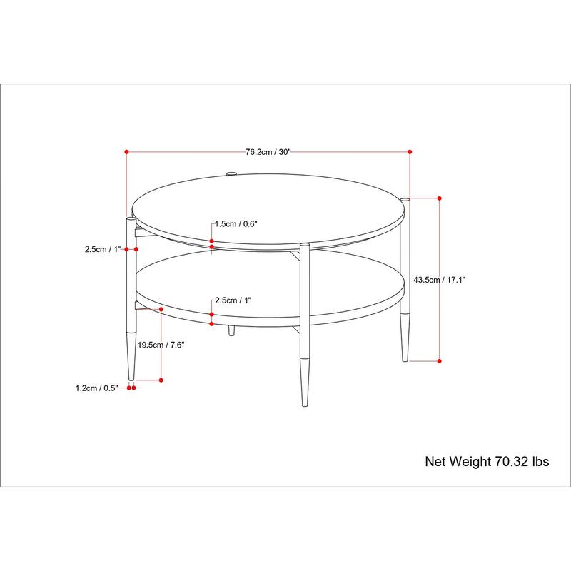 WYNDENHALL Fleetwood Round Coffee Table in White/Natural - 30" d x 30" w x 17" h