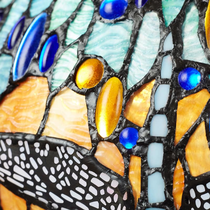Multi Dragonflies River of Goods Tiffany-Style Multicolored Stained Glass 35-Inch Table Lamp - 22" x 22" x 35"