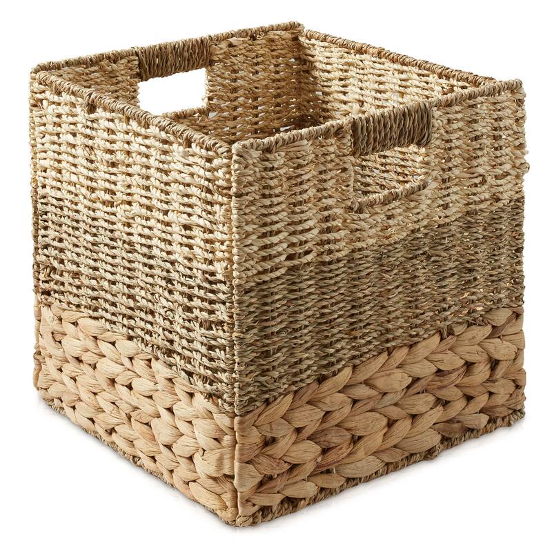 Mixed Weave Hyacinth Seagrass Storage Basket Set Natural Wicker